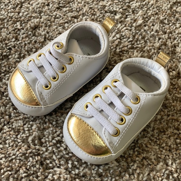 Rising Star Other - White and Gold Baby Girl Crib Shoes